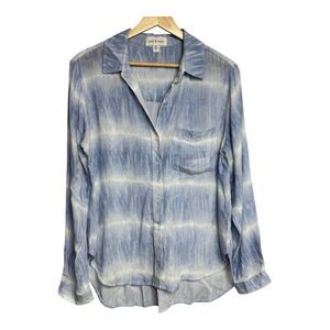 CLOTH & STONE WOMEN'S TIE DYE BUTTON FRONT BLOUSE TOP small BLUE